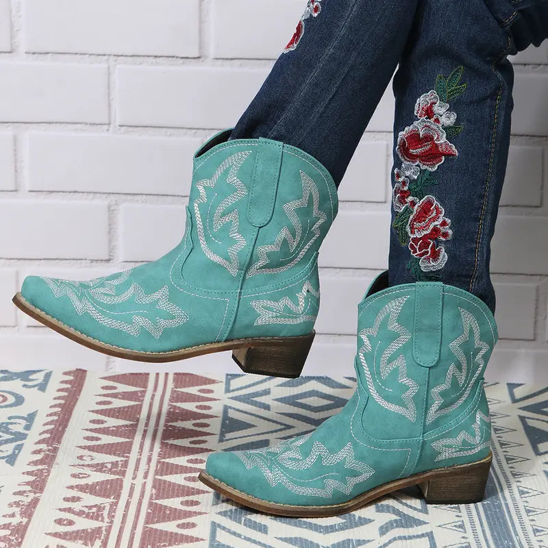 Maosiaxa | Bottines Western Embroidered Élégantes pour Femme