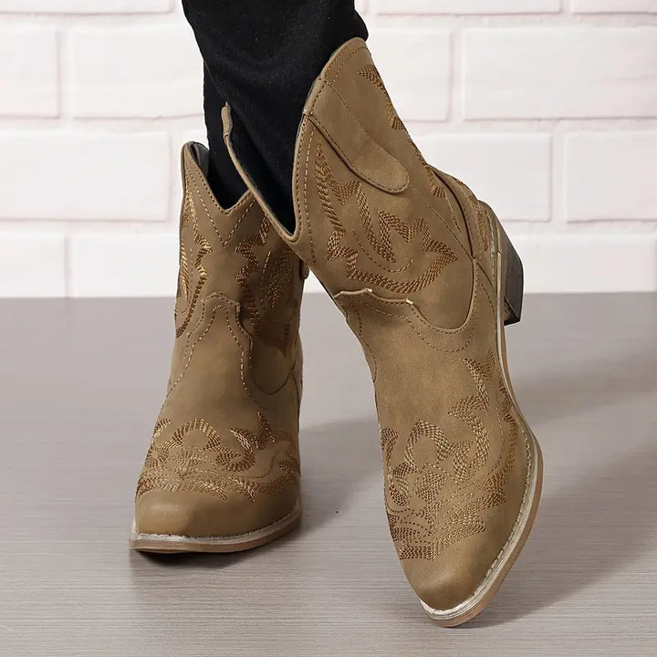 Maosiaxa | Bottines Western Embroidered Élégantes pour Femme