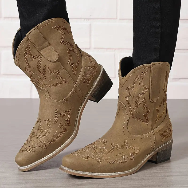 Maosiaxa | Bottines Western Embroidered Élégantes pour Femme