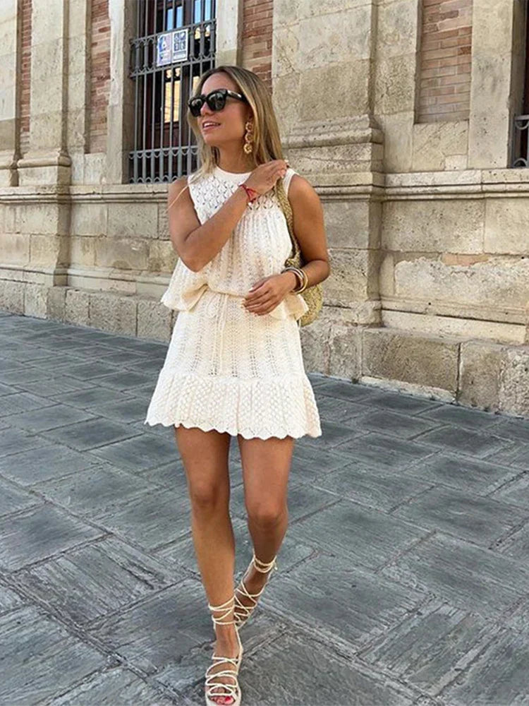 Vaonnana | Ensemble Femme Jupe Courte Sans Manches
