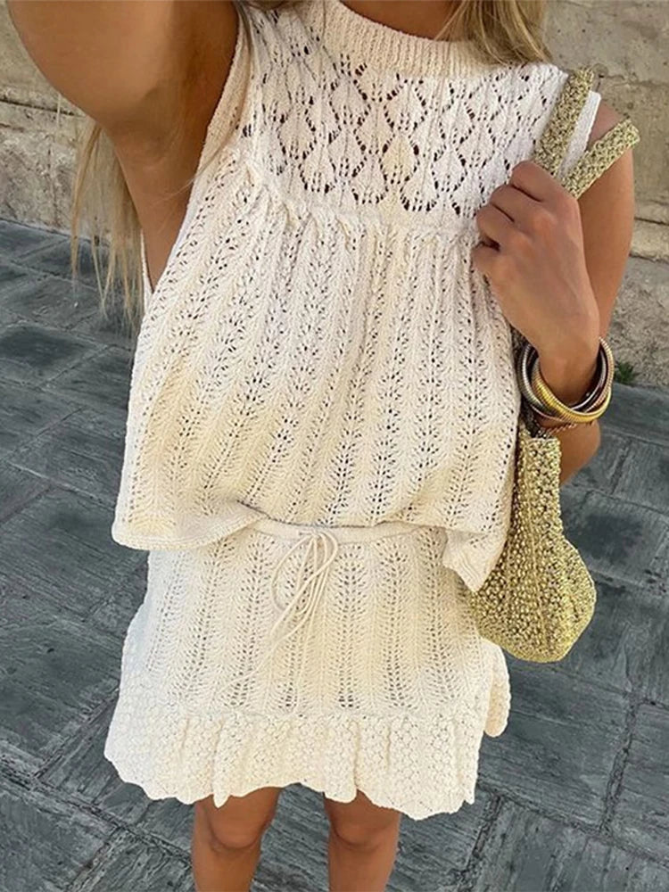 Vaonnana | Ensemble Femme Jupe Courte Sans Manches
