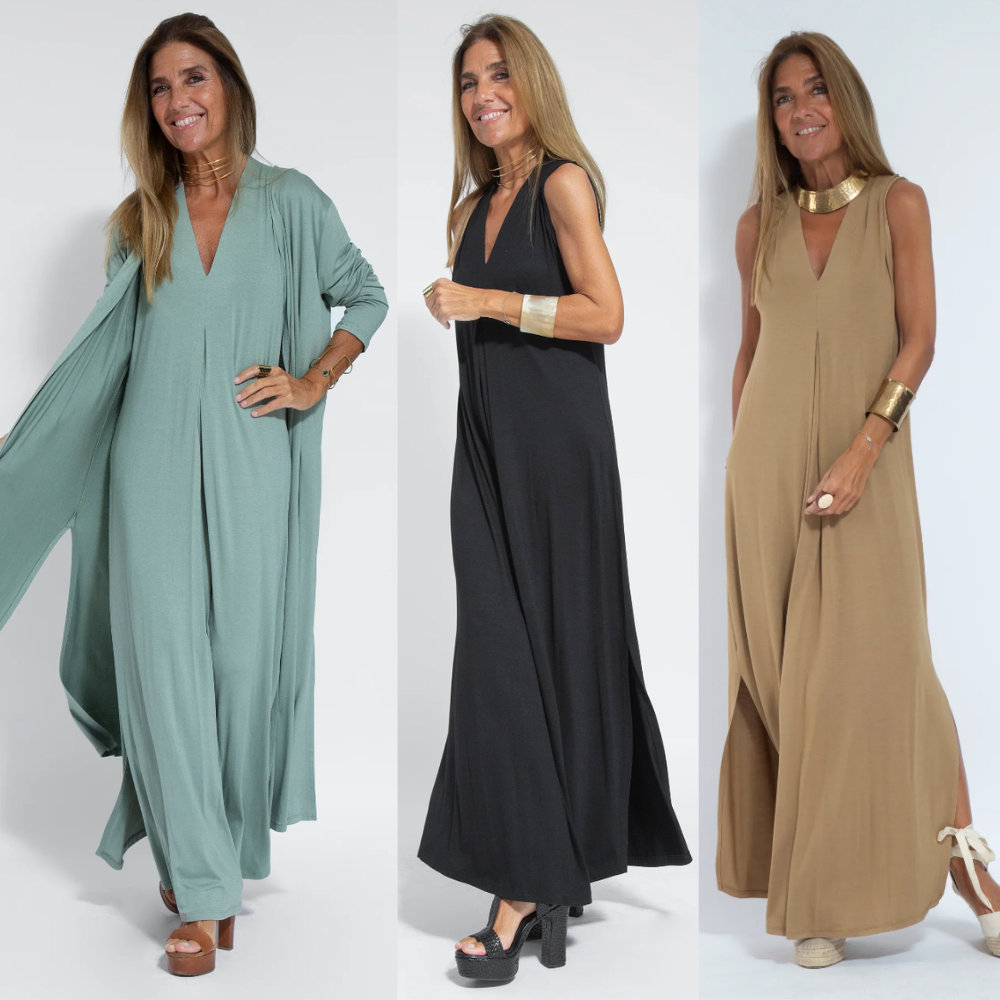 Eanasa robe longue et veste fluide pour femmes - Eva