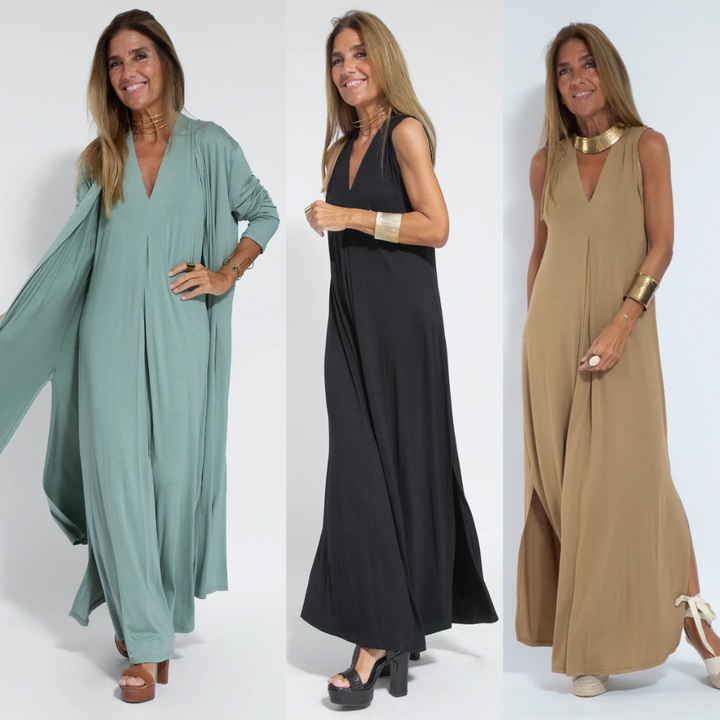Eanasa robe longue et veste fluide pour femmes - Eva