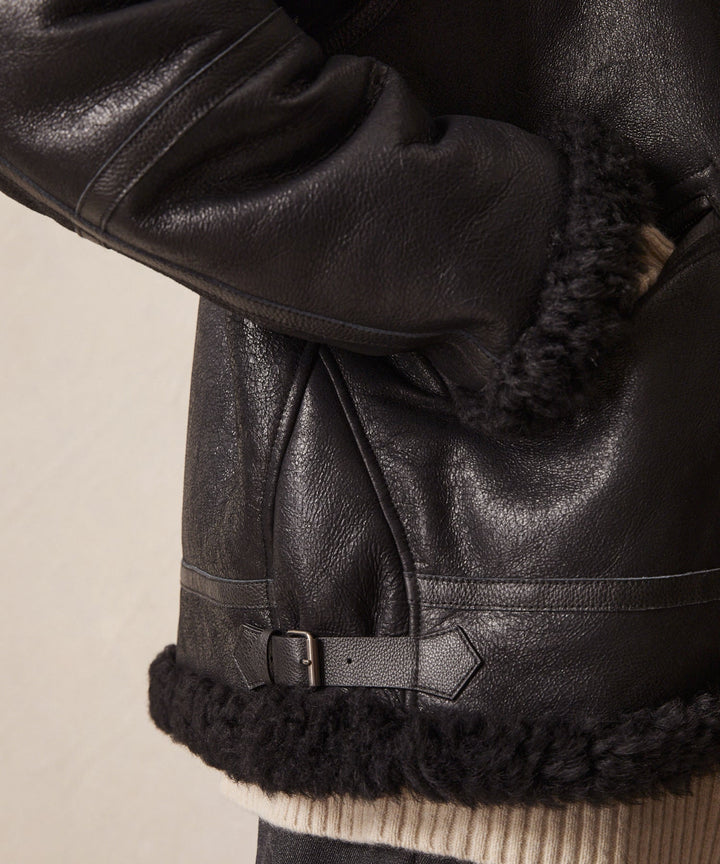 Vianas | Veste aviator en cuir noir pour homme