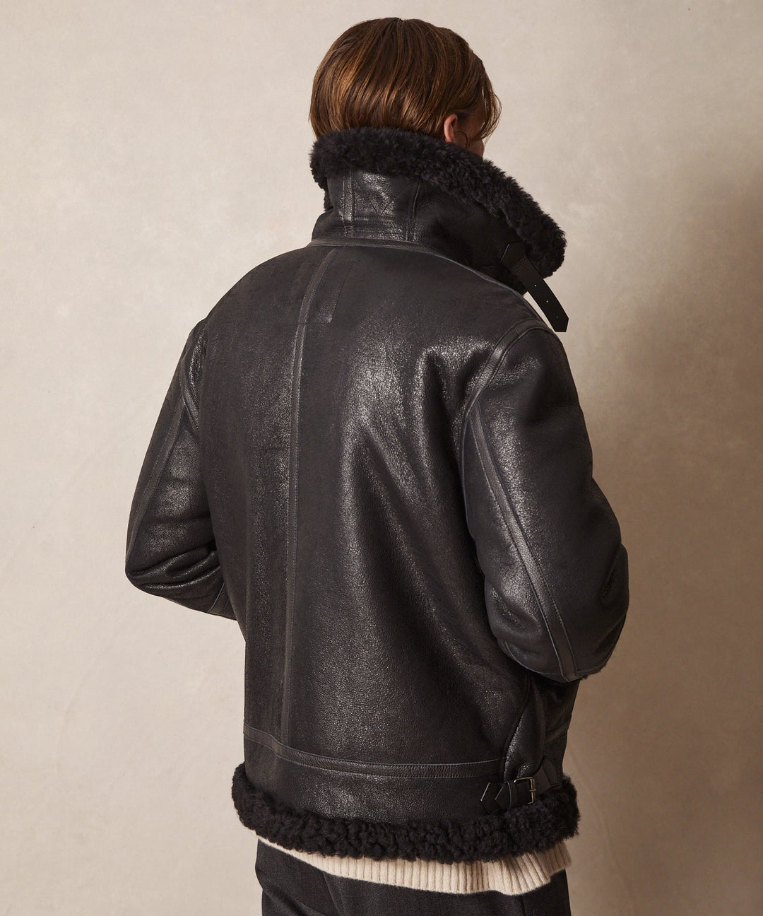 Vianas | Veste aviator en cuir noir pour homme
