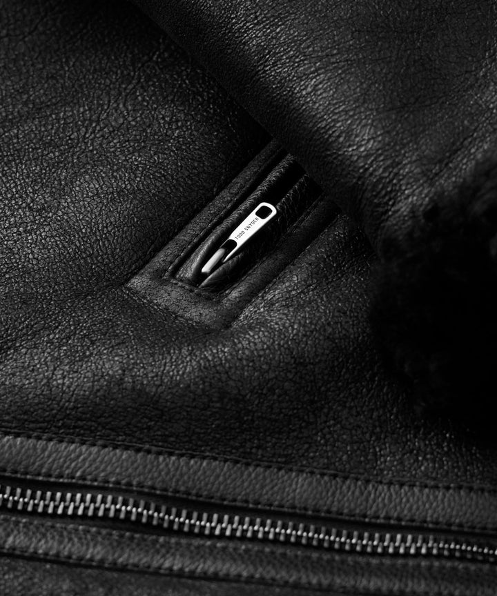 Vianas | Veste aviator en cuir noir pour homme