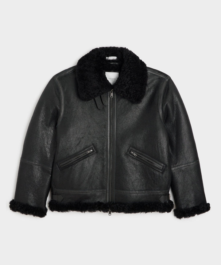 Vianas | Veste aviator en cuir noir pour homme