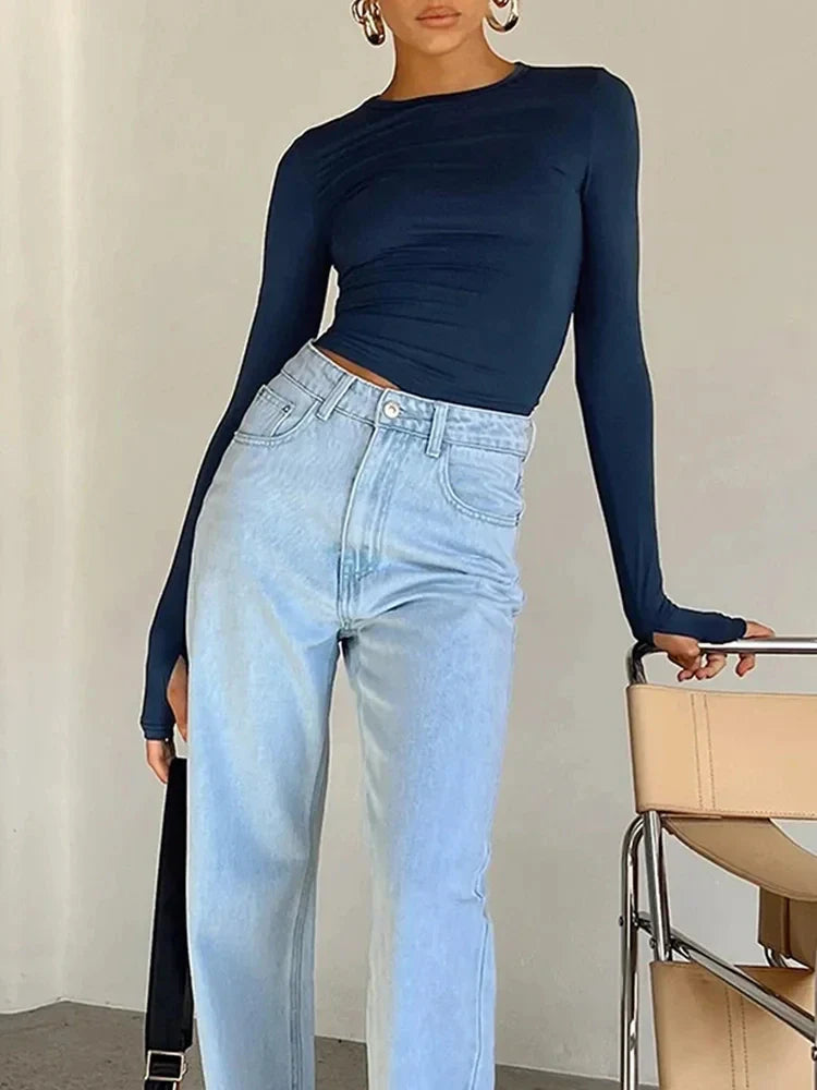 Liline | T-shirt ajusté manches longues chic pour Femmes