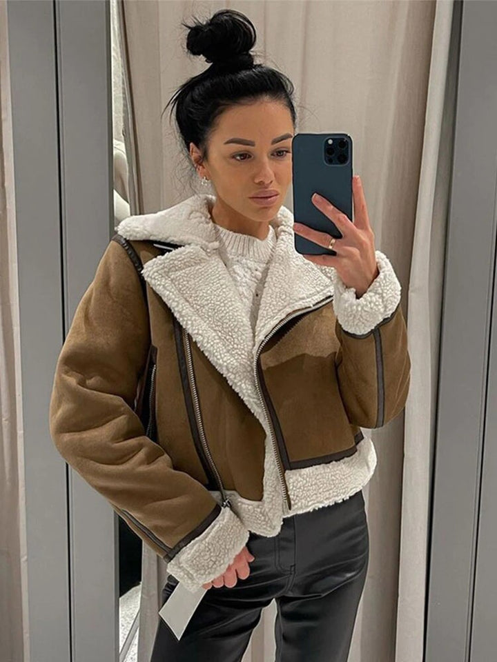 Leosia | Veste en cuir avec fourrure