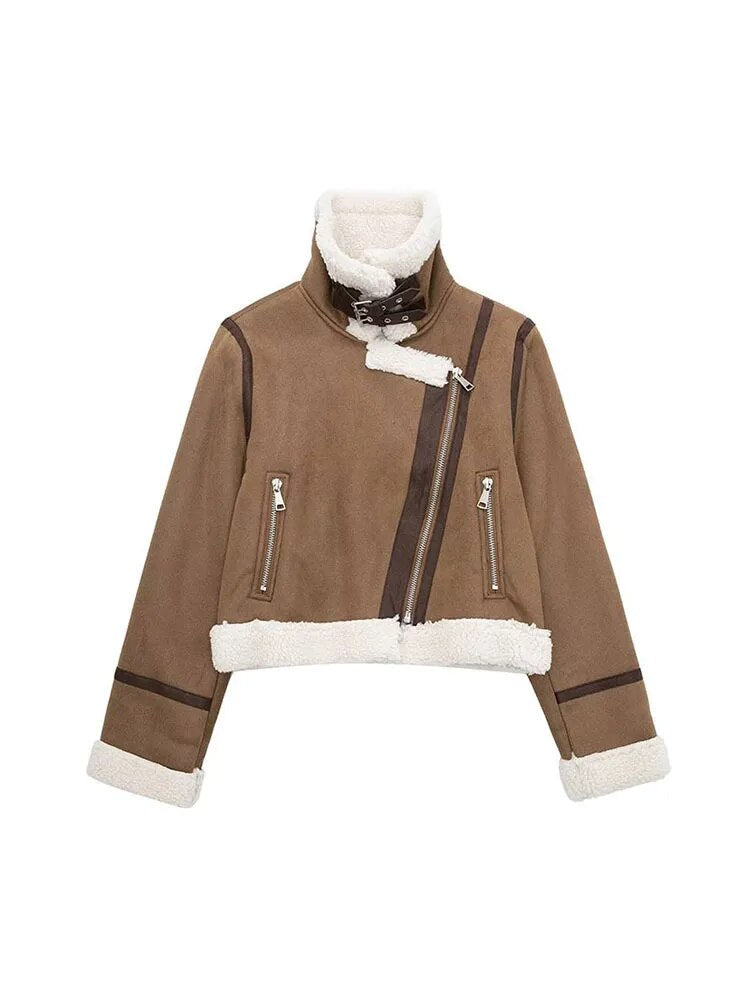 Leosia | Veste en cuir avec fourrure