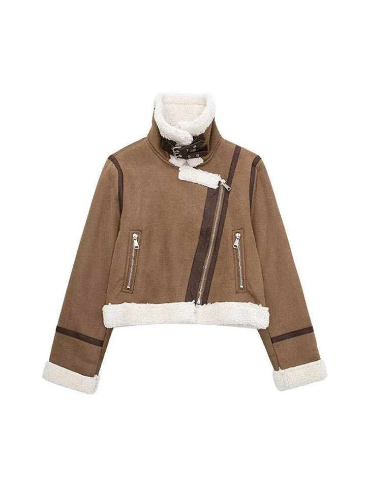 Leosia | Veste en cuir avec fourrure