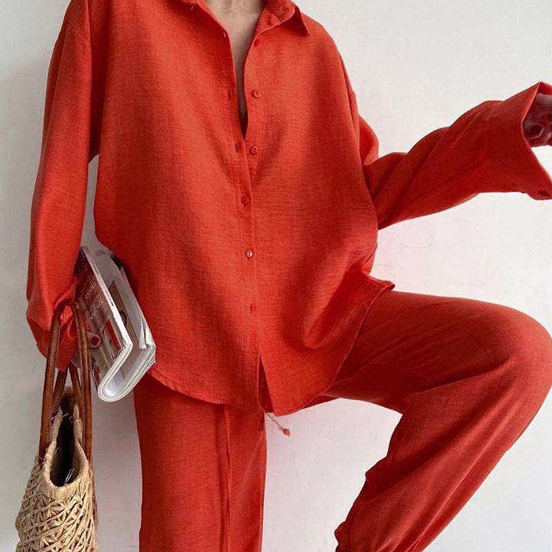 Niinama | Ensemble en lin avec chemisier et pantalon large