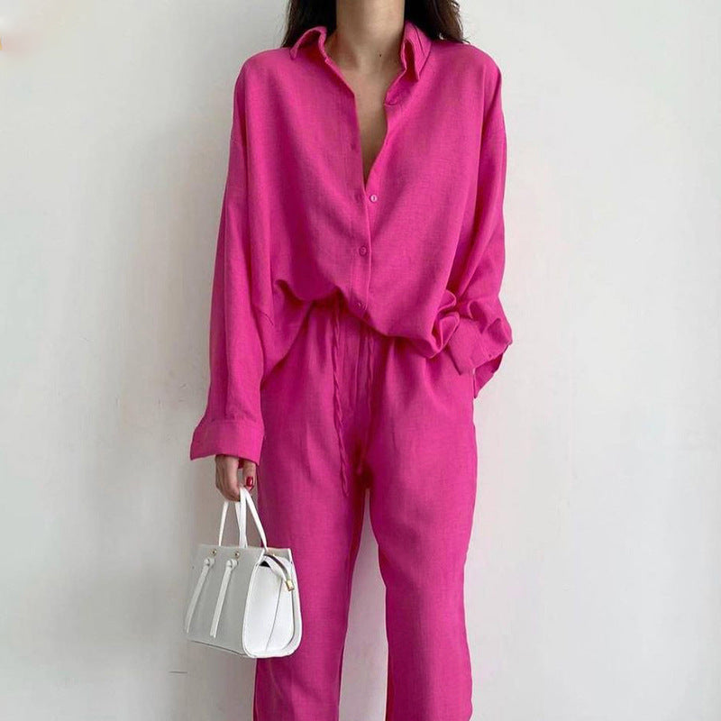 Niinama | Ensemble en lin avec chemisier et pantalon large