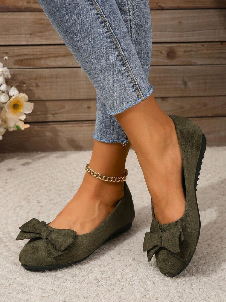 Sandales orthopédiques confortables vert foncé pour femme avec nœud décoratif, semelle souple et design élégant