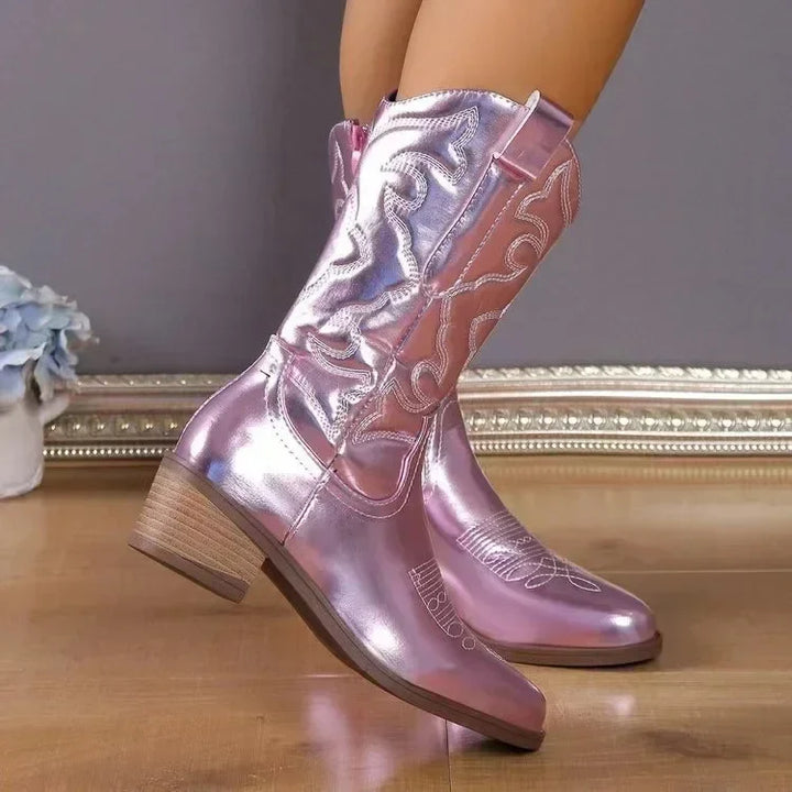 Veline | Bottes cowboy brodées rétro pour femme