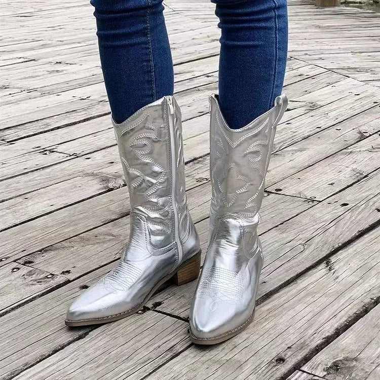 Veline | Bottes cowboy brodées rétro pour femme