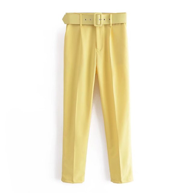 Lelinela | Pantalon taille haute avec ceinture pour femmes