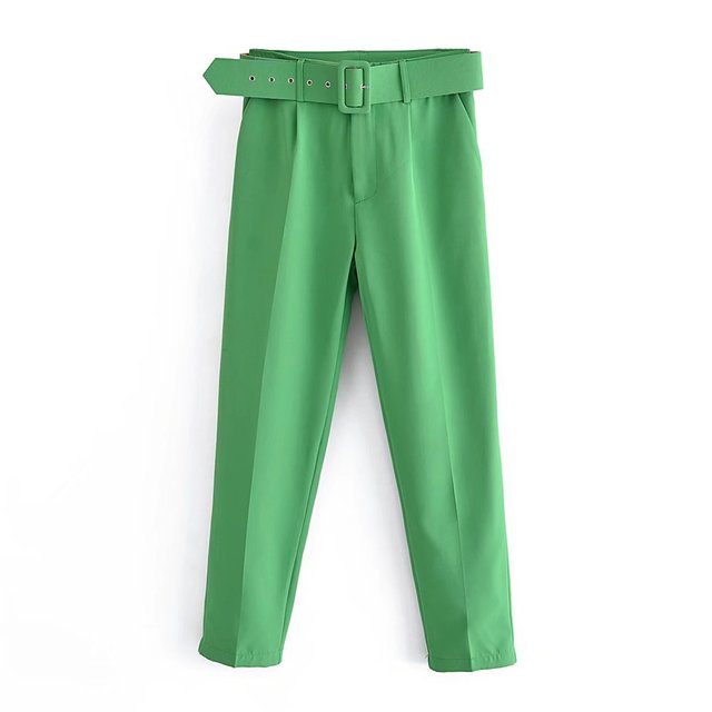 Lelinela | Pantalon taille haute avec ceinture pour femmes