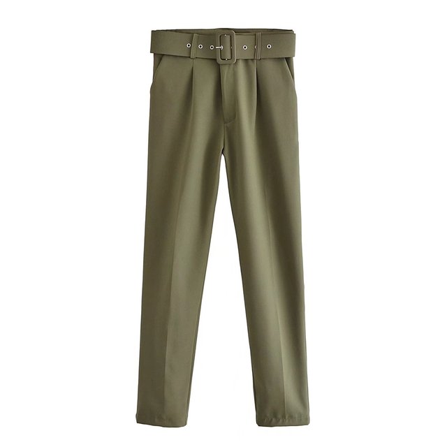 Lelinela | Pantalon taille haute avec ceinture pour femmes