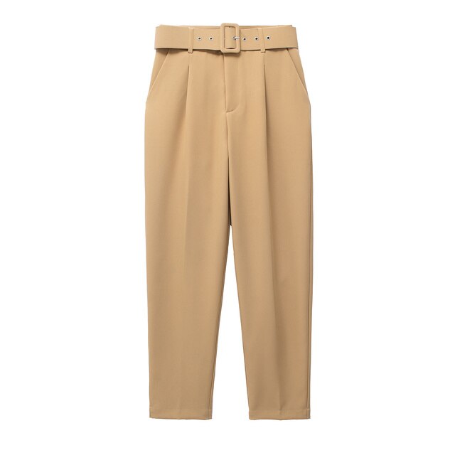 Lelinela | Pantalon taille haute avec ceinture pour femmes