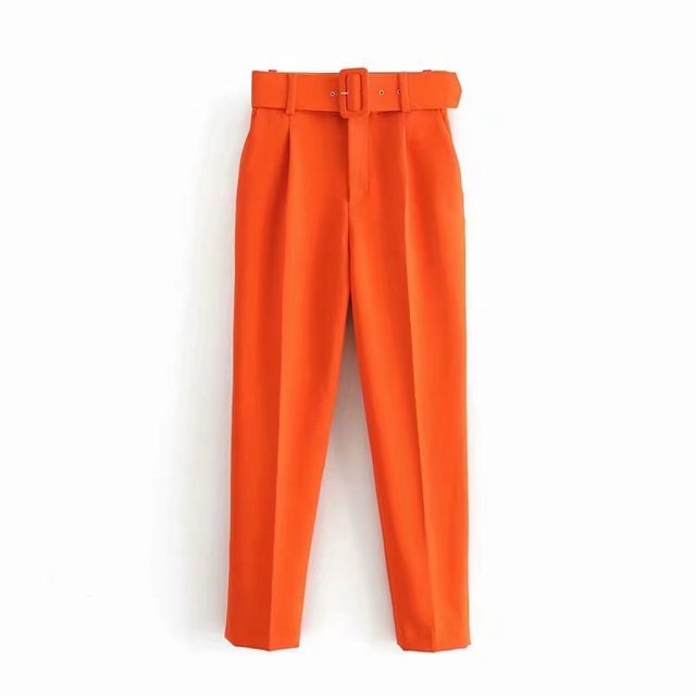 Lelinela | Pantalon taille haute avec ceinture pour femmes