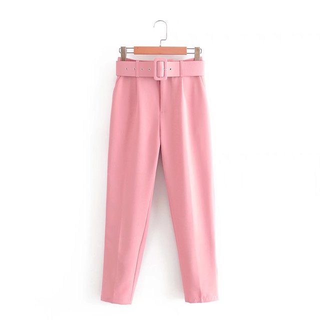 Lelinela | Pantalon taille haute avec ceinture pour femmes