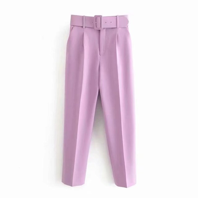 Lelinela | Pantalon taille haute avec ceinture pour femmes