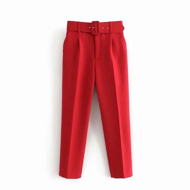 Lelinela | Pantalon taille haute avec ceinture pour femmes