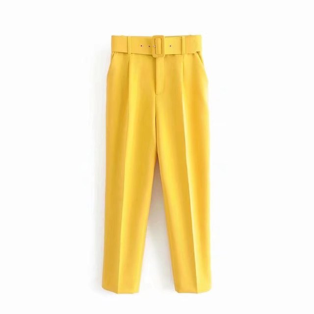 Lelinela | Pantalon taille haute avec ceinture pour femmes
