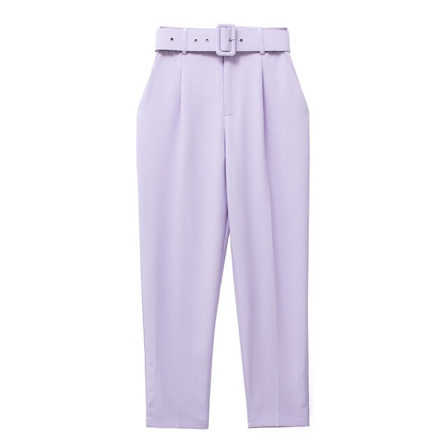 Lelinela | Pantalon taille haute avec ceinture pour femmes