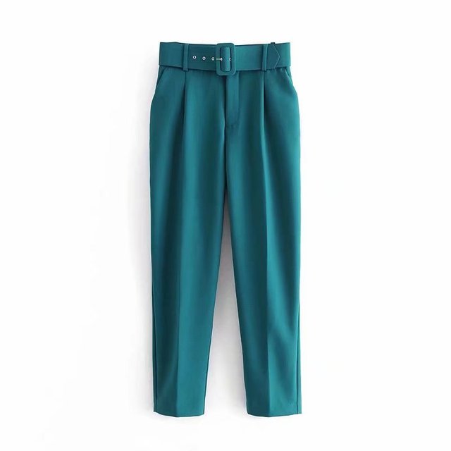 Lelinela | Pantalon taille haute avec ceinture pour femmes