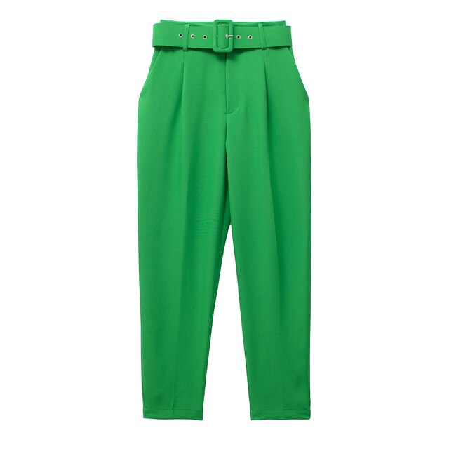 Lelinela | Pantalon taille haute avec ceinture pour femmes