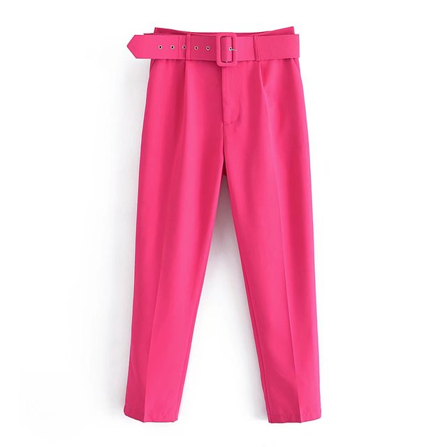 Lelinela | Pantalon taille haute avec ceinture pour femmes