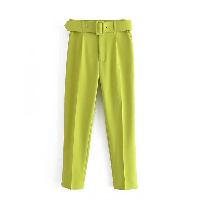 Lelinela | Pantalon taille haute avec ceinture pour femmes