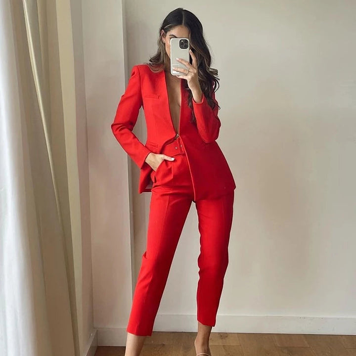 Lelinela | Pantalon taille haute avec ceinture pour femmes