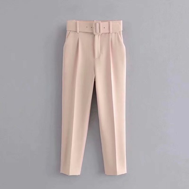 Lelinela | Pantalon taille haute avec ceinture pour femmes