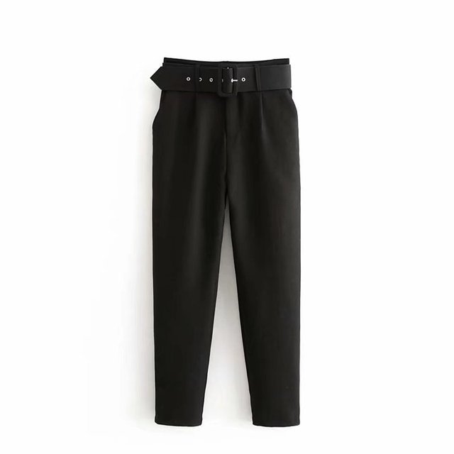 Lelinela | Pantalon taille haute avec ceinture pour femmes