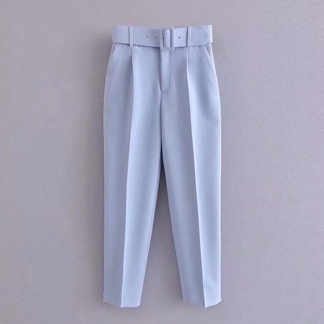 Lelinela | Pantalon taille haute avec ceinture pour femmes