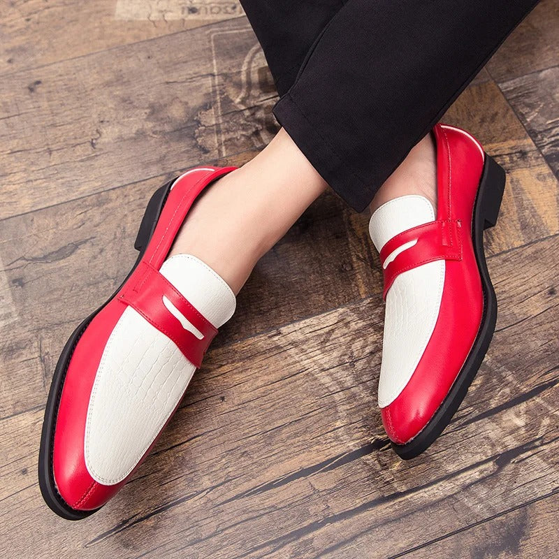 Mocassins classiques rouge blanc Muonnar, style chic et moderne