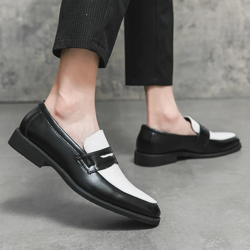 Chaussures de ville noir blanc Muonnar, chaussures basses élégantes pour homme
