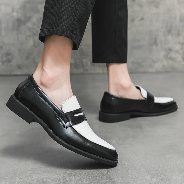 Chaussures de ville noir blanc Muonnar, chaussures basses élégantes pour homme