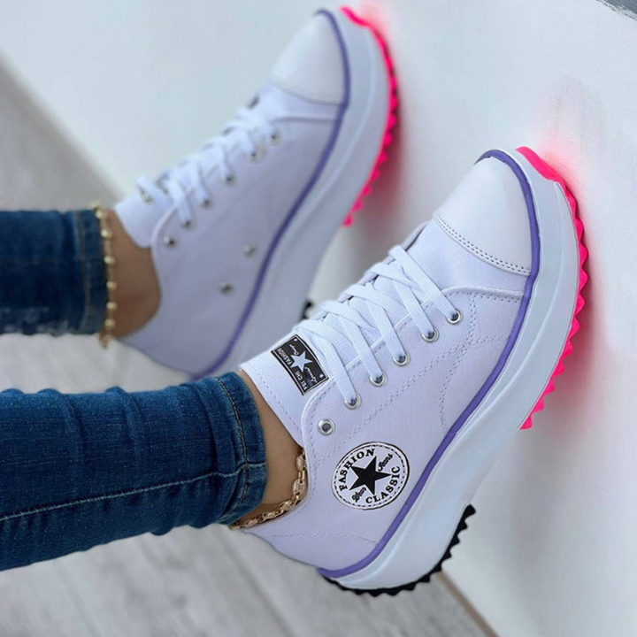 Baskets modernes Neelleana blanches pour femmes, sneakers légères et confortables pour usage quotidien