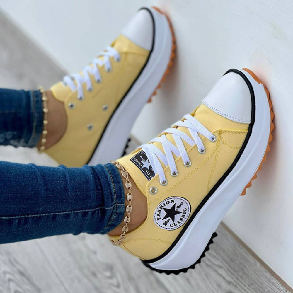 Baskets modernes Neelleana jaunes pour femmes, sneakers tendance pour look décontracté