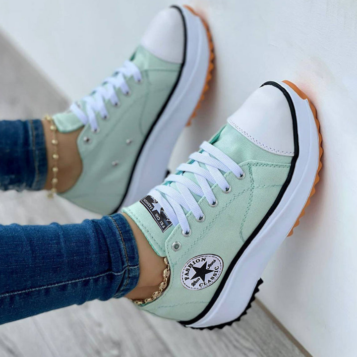 Baskets modernes Neelleana vertes pour femmes, sneakers tendance à semelle épaisse