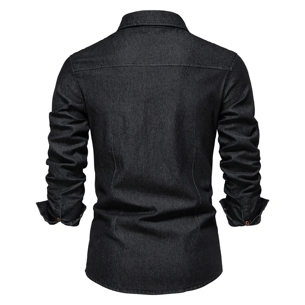 Saenal | Chemise élégante en denim pour homme