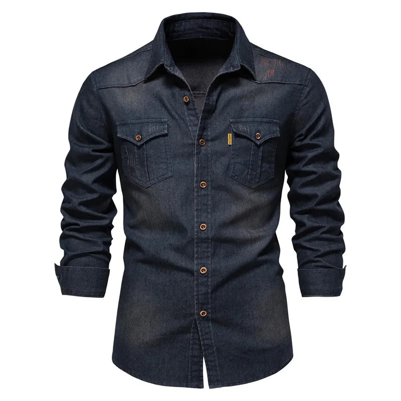 Saenal | Chemise élégante en denim pour homme