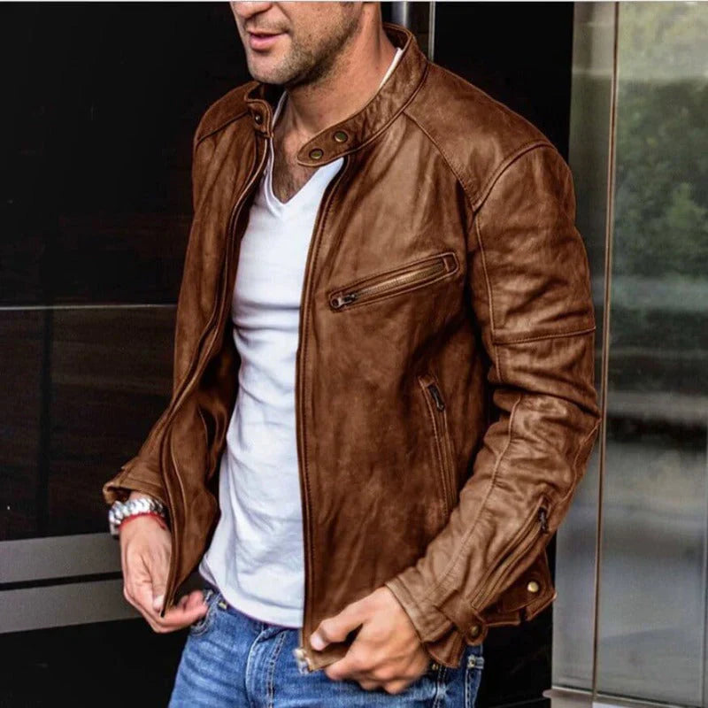 Niaynex | Blouson en cuir classique pour hommes