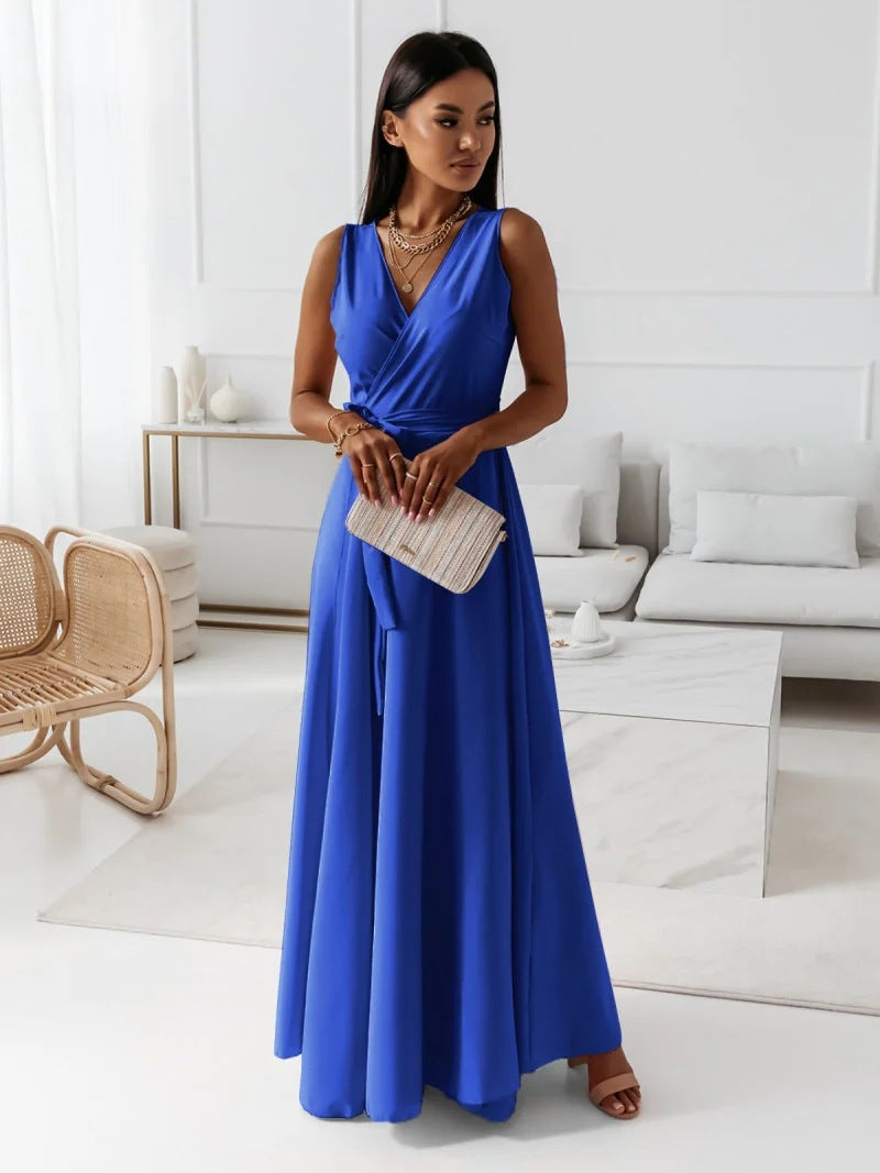 Siirala | Robe longue simple pour femme avec décolleté en V
