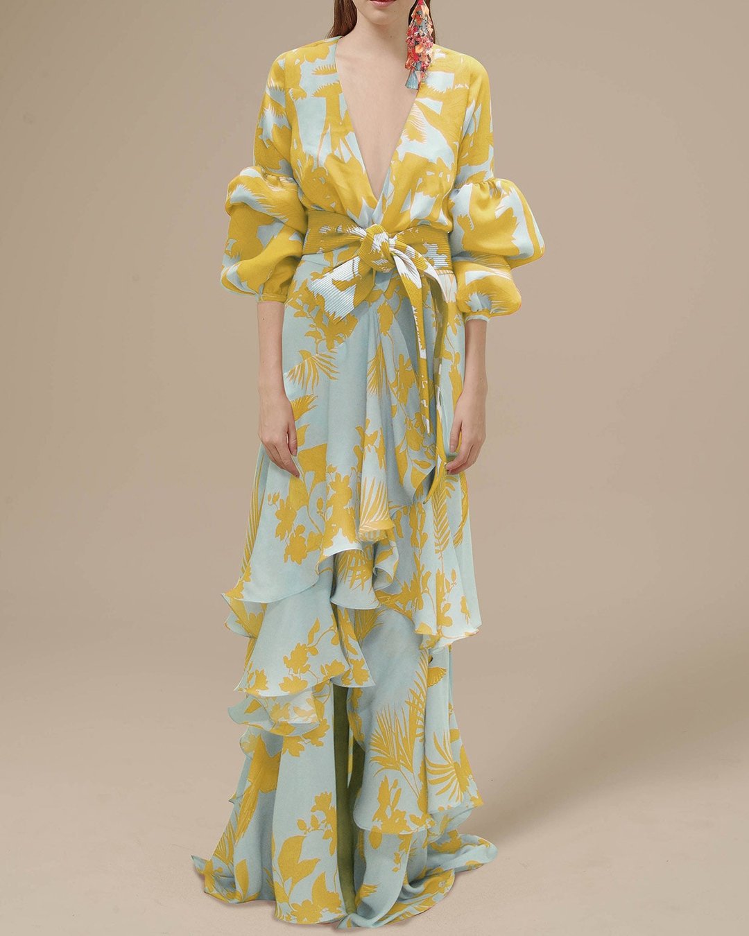 Neliala | Robe de cérémonie imprimée en mousseline de soie