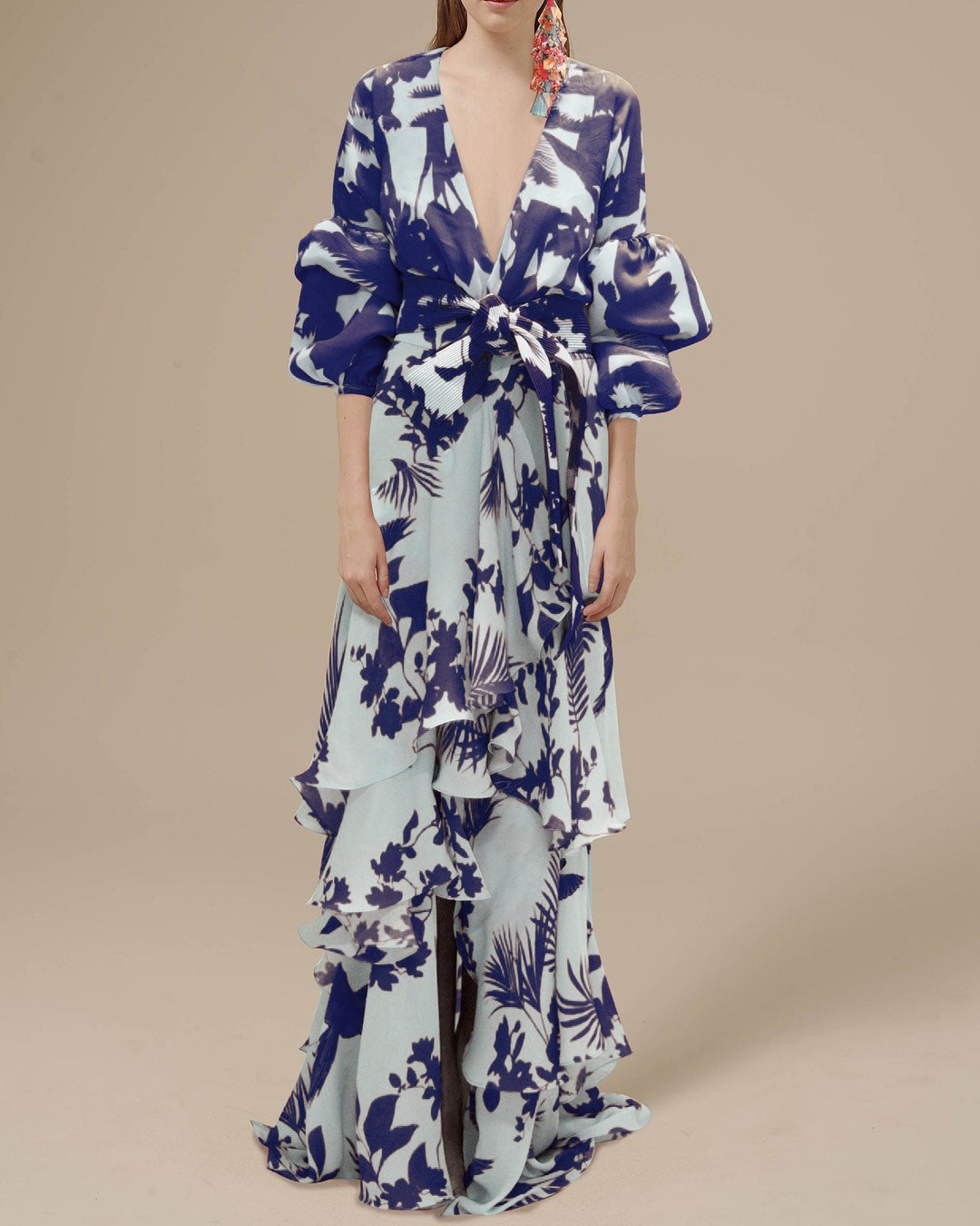 Neliala | Robe de cérémonie imprimée en mousseline de soie